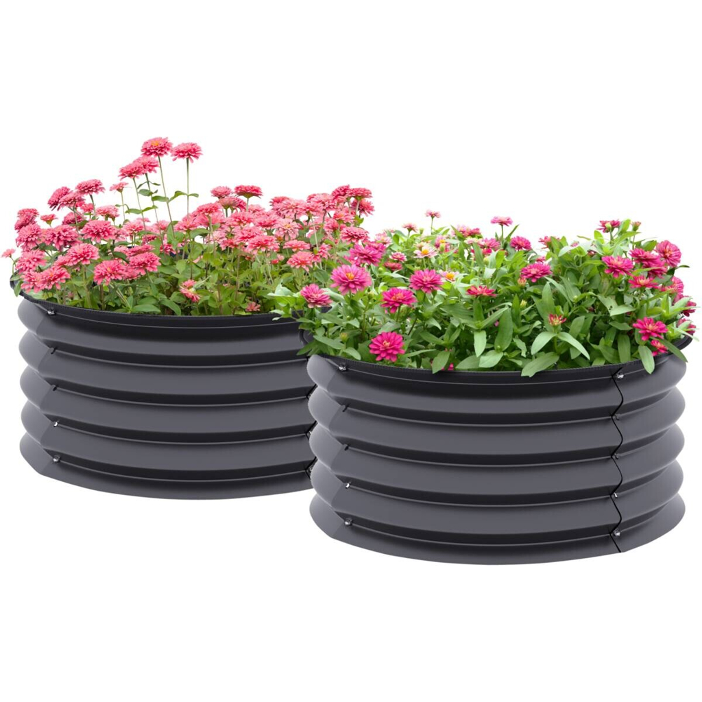 Outsunny Hochbeet 2er Set dunkelgrau Stahl B/H/L: ca. 60x30x60 cm