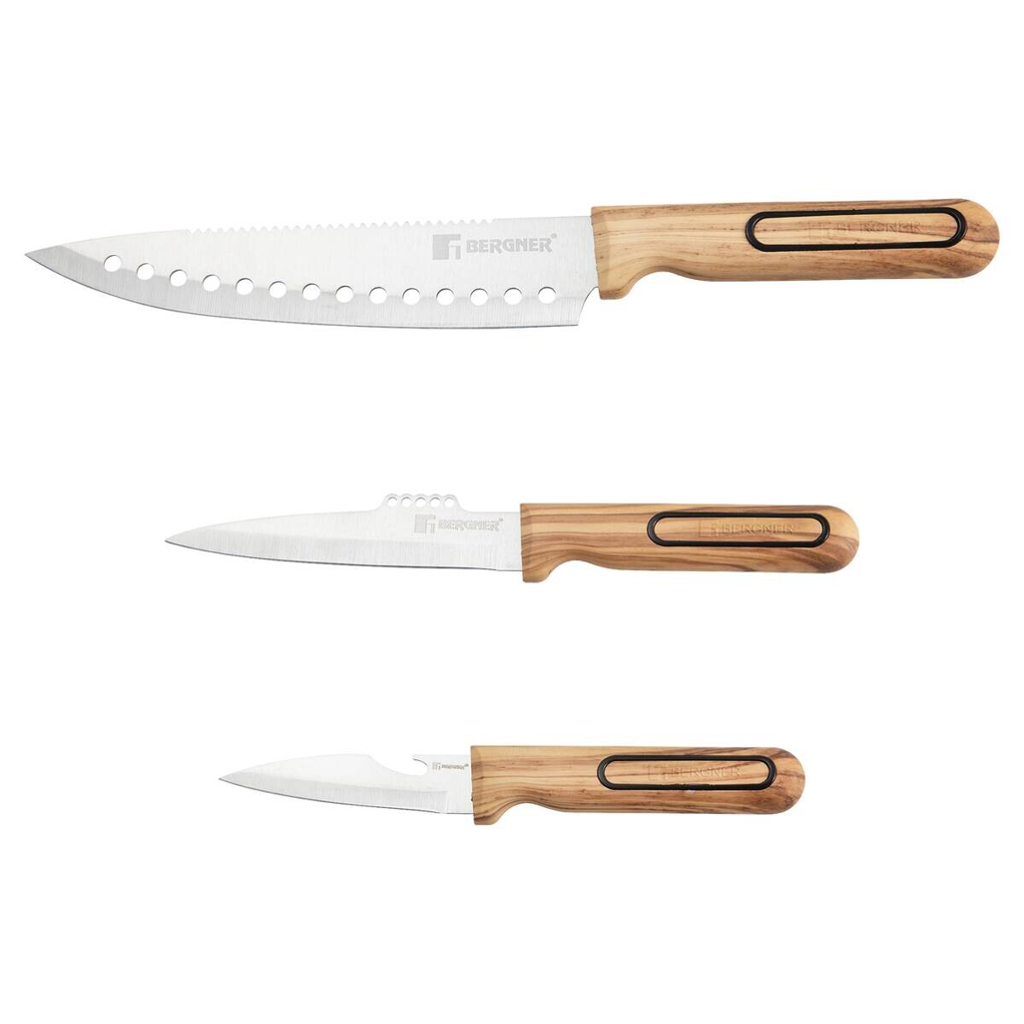 BERGNER Multifunktionsmesser-Set CHARCOAL silber Edelstahl 3 tlg.