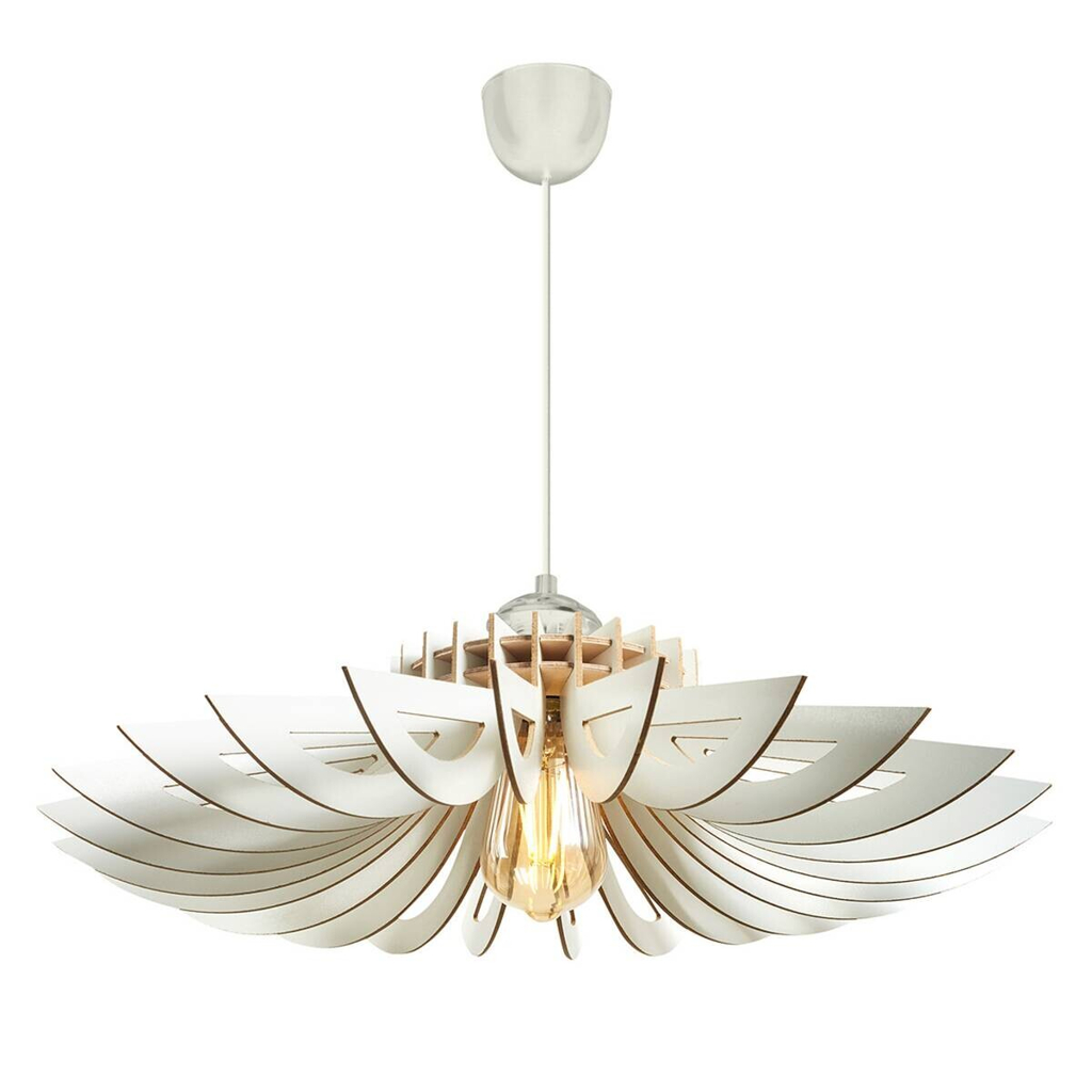 Opviq Pendelleuchte weiß MDF B/H/T/L/D: ca. 52x45x52x52x52 cm E27 1 Brennstellen