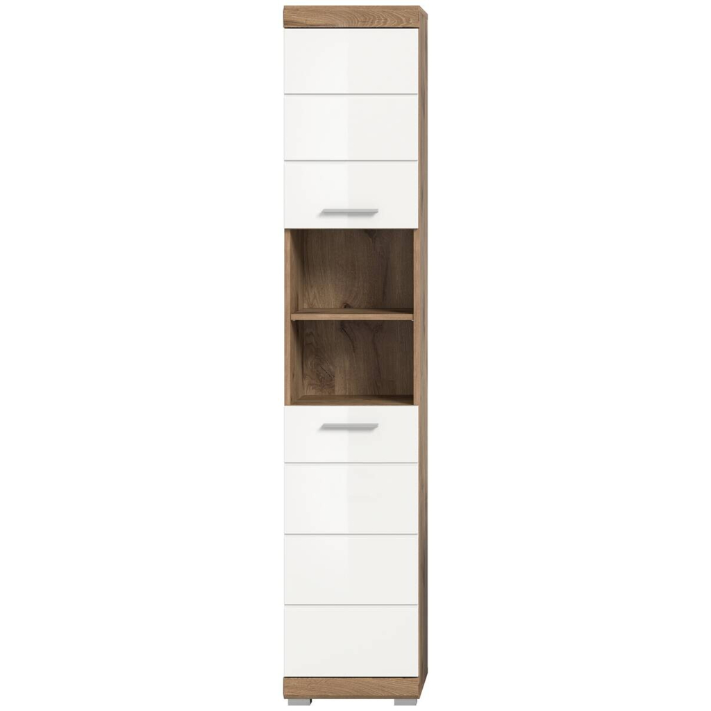 Hochschrank Wave Oak Nachbildung weiß Hochglanz B/H/T: ca. 37x191x31 cm