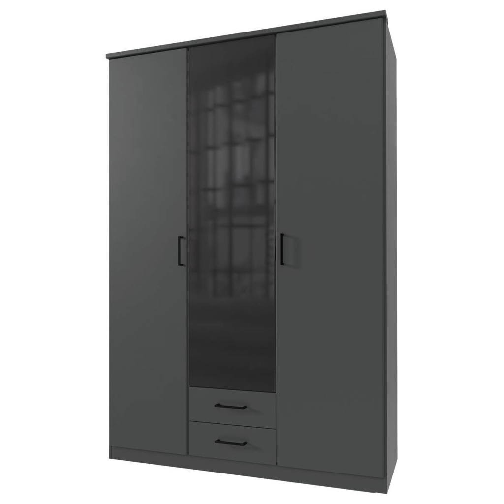 Kleiderschrank Soest Graphit schwarz B/H/T: ca. 135x199x58 cm