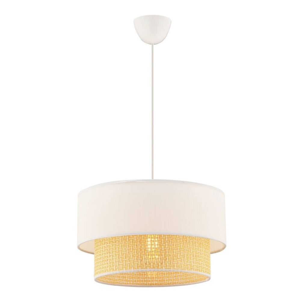 Opviq Pendelleuchte Echo Hazeran kamel weiß Baumwolle B/H/T/L/D: ca. 30x65x30x30x30 cm E27 1 Brennstellen