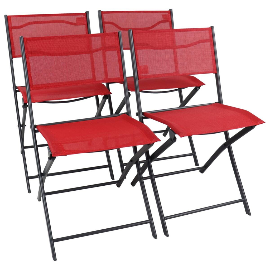 VCM Gartenstuhl 4er Set Sumila rot Metall B/H/L: ca. 45x79x46 cm