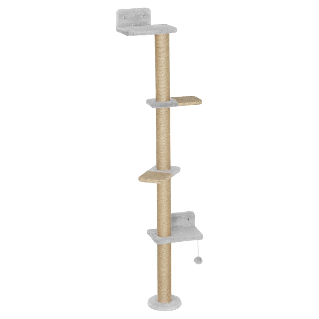 PawHut Kratzbaum hellgrau Spanplatte B/H/L: ca. 21x180x48 cm