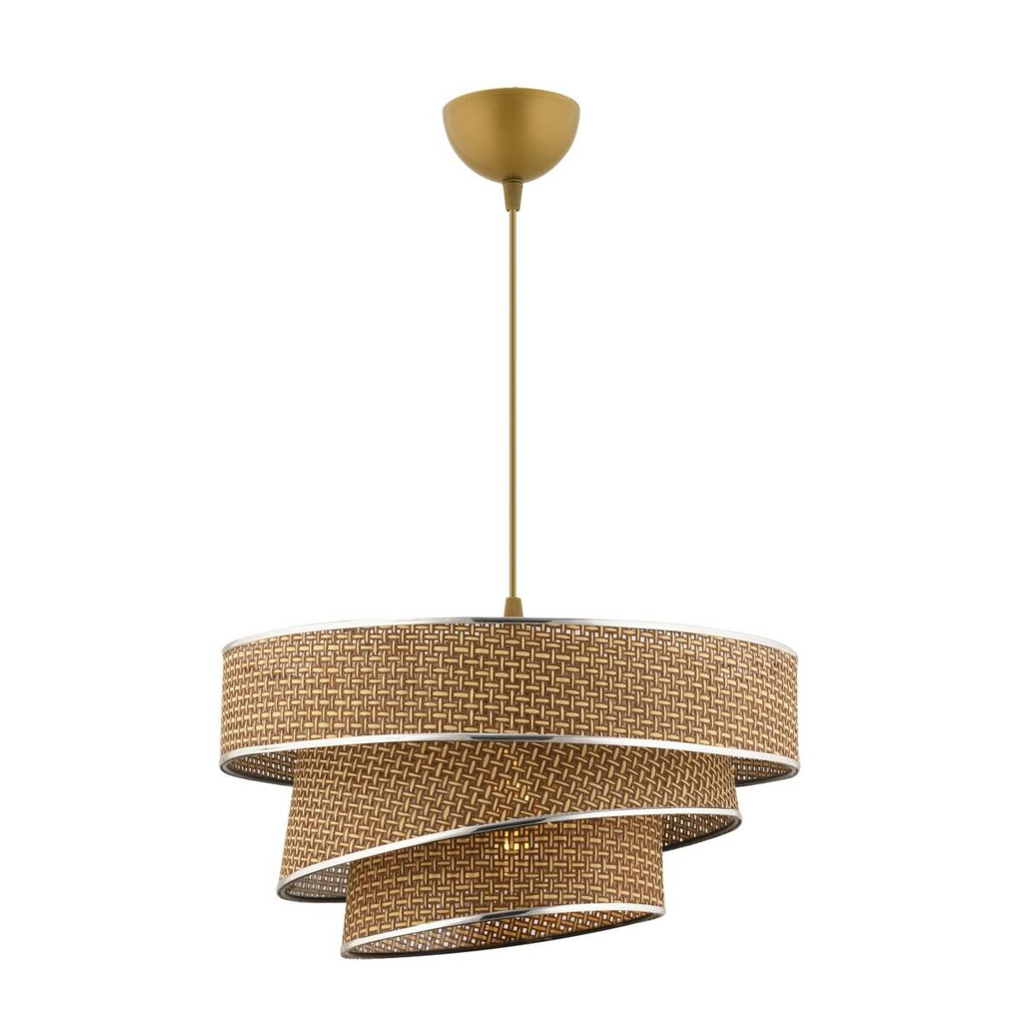 Opviq Pendelleuchte Couper silber beige Baumwolle Metall B/H/L: ca. 40x72x40 cm E27 1 Brennstellen