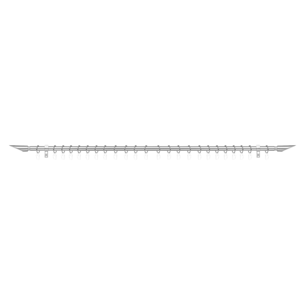 LICHTBLICK Gardinenstange Lipstick Edelstahloptik Metall D: ca. 2 cm ausziehbar von ca. 130 bis 240 cm 1.0 Läufe