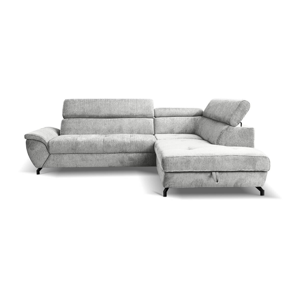 Ecksofa mit Bettfunktion und Bettkasten silber Microfaser B/H/T: ca. 263x77x210 cm