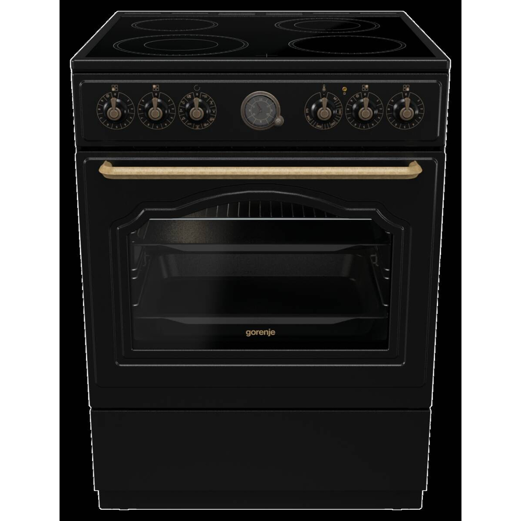 Gorenje Retro-Standherd 60cm mit Glaskeramikkochfeld GECS6B70CLB schwarz B/H/T: ca. 60x85x60 cm