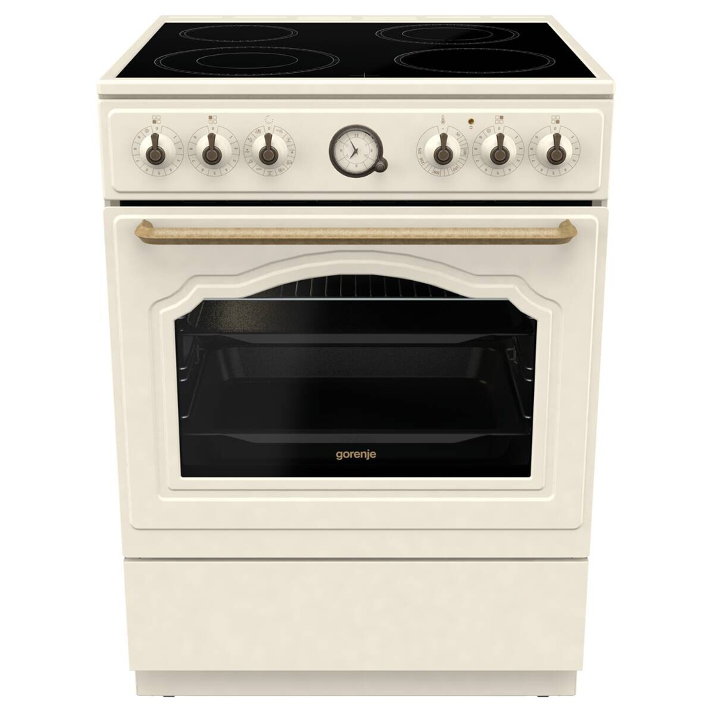 Gorenje Retro-Standherd 60cm mit Glaskeramikkochfeld GECS6B70CLI beige B/H/T: ca. 60x85x60 cm
