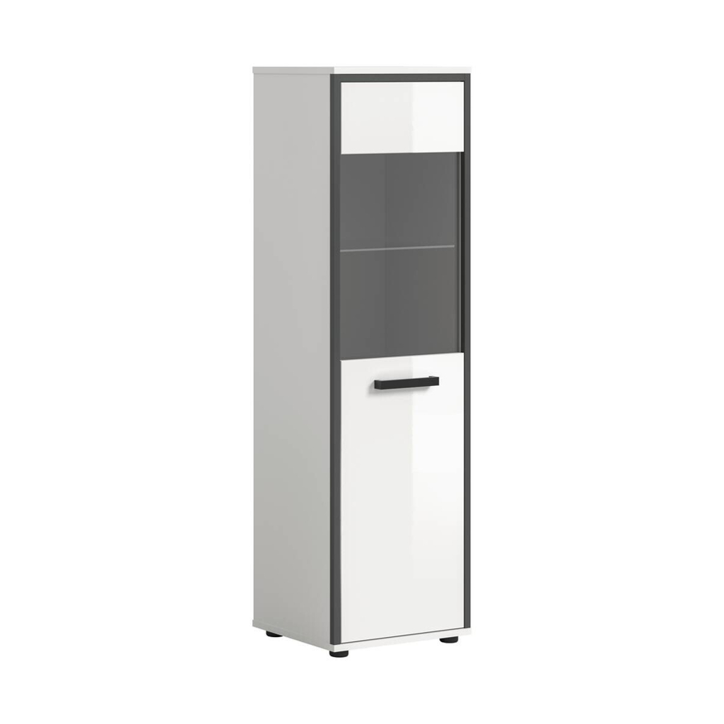 Midischrank KOJAK weiß Hochglanz anthrazit grau B/H/T: ca. 40x139x34 cm