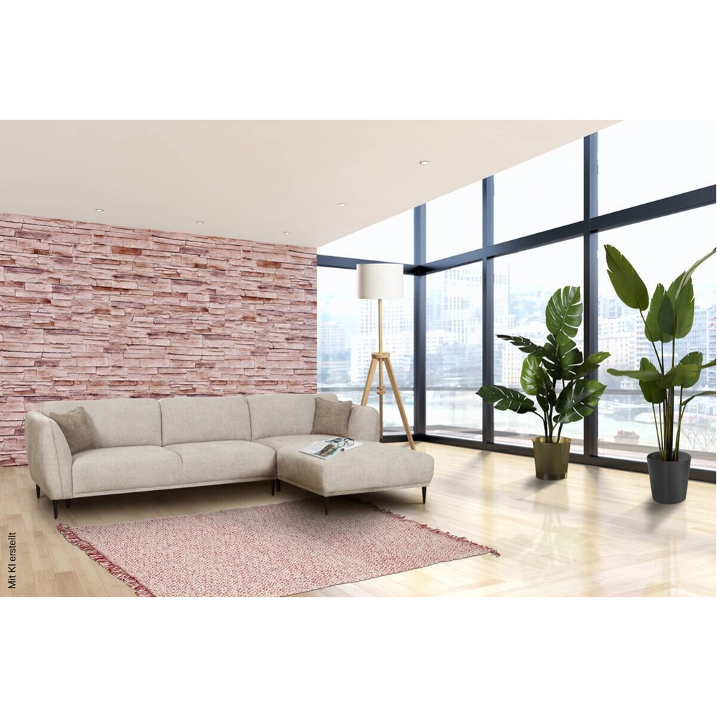 Ecksofa creme Microfaser B/H/T: ca. 293x95x178 cm