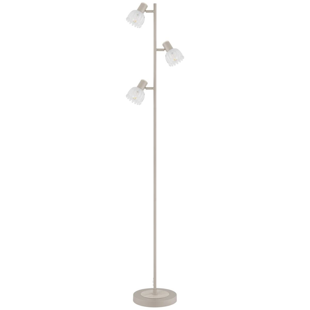 GLOBO Stehlampe sand Glas Metall B/H/L: ca. 12x60x26 cm 3 Brennstellen