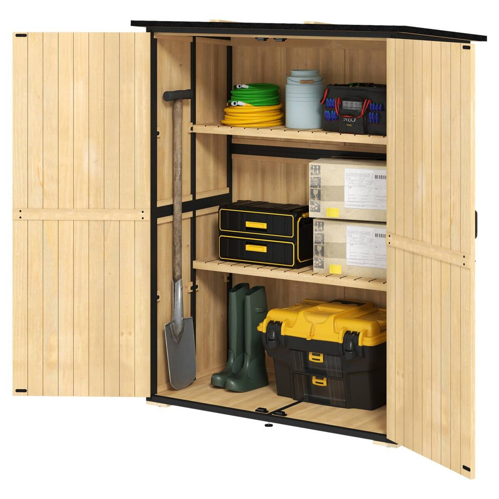 Outsunny Gartenschrank Holzoptik Holz B/H/L: ca. 74x173x140 cm