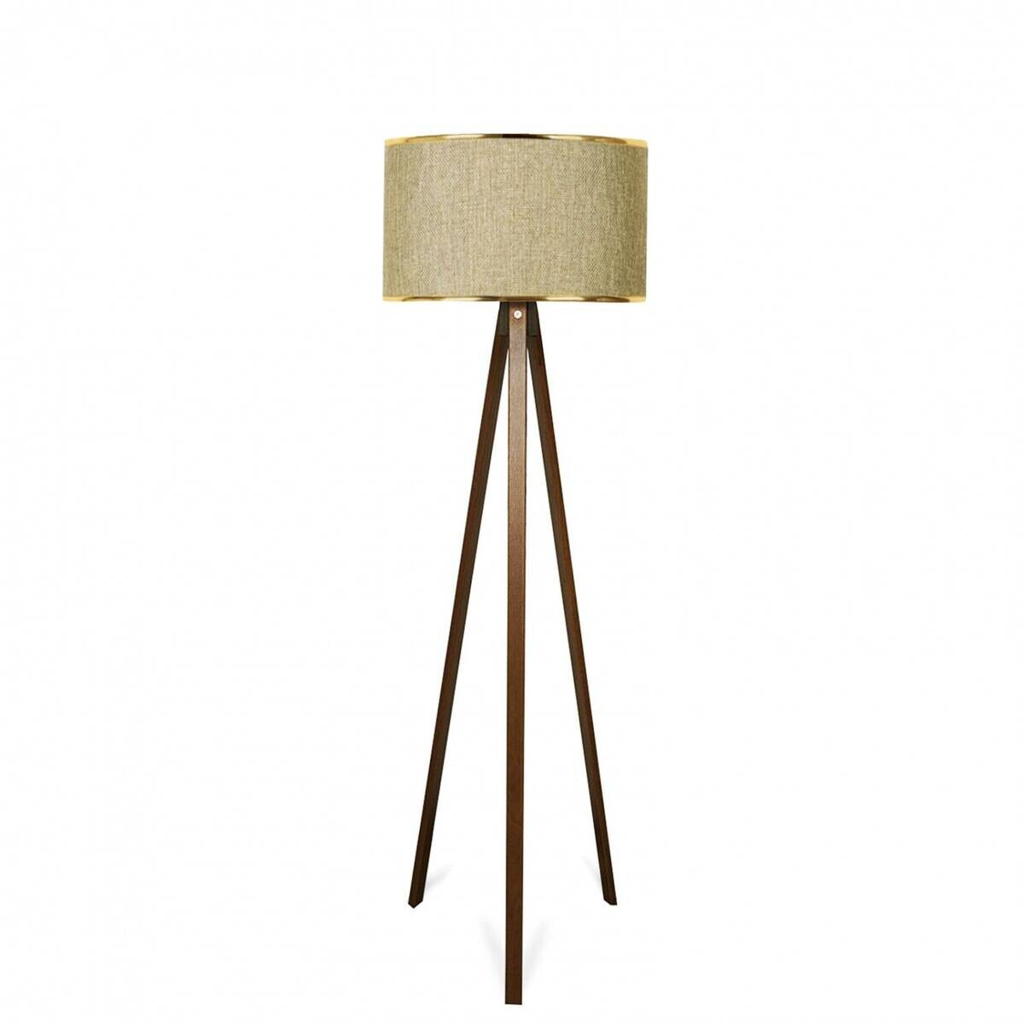 Opviq Stehlampe gold beige Holz B/H/T/L/D: ca. 38x140x38x38x38 cm E27 1 Brennstellen