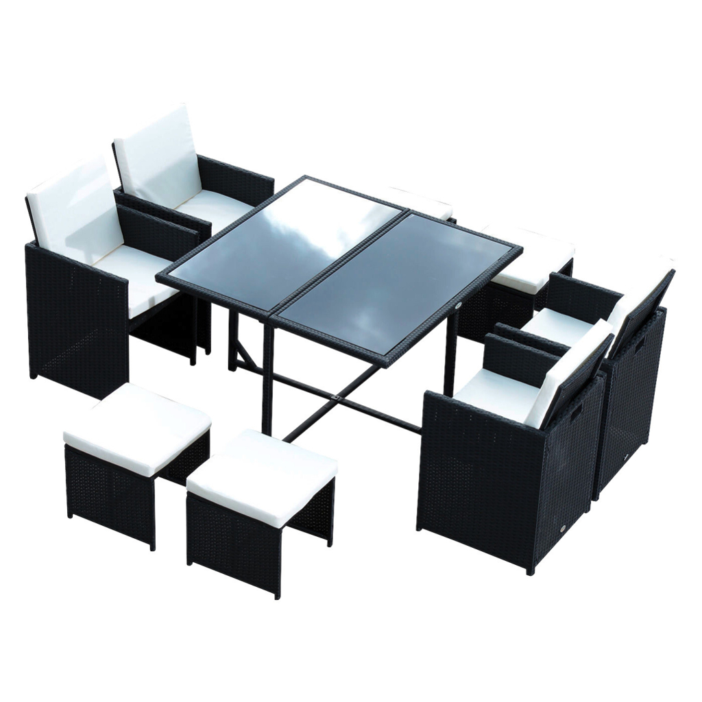 Outsunny Sitzgruppe schwarz Polyrattan