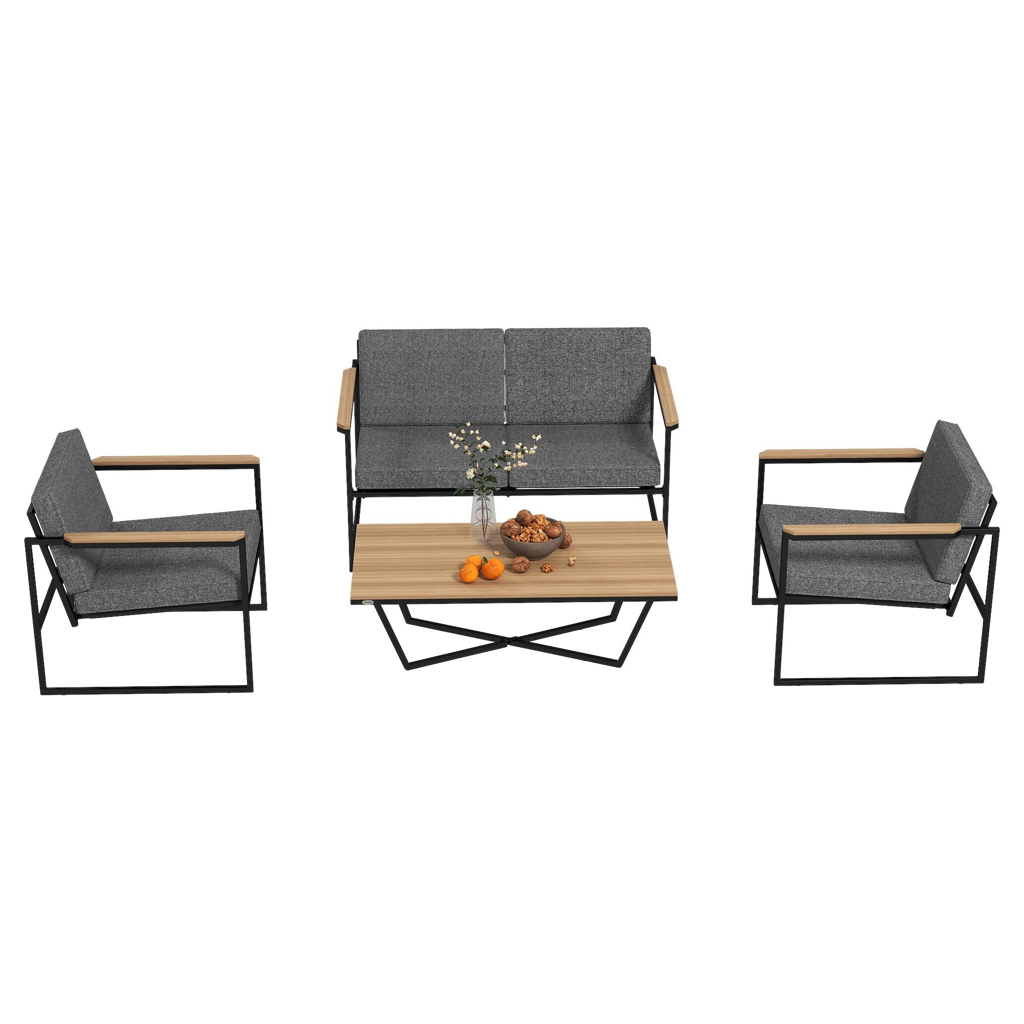 Outsunny Gartenmöbel Set grau Metall B/H/L: ca. 72x69,5x126 cm