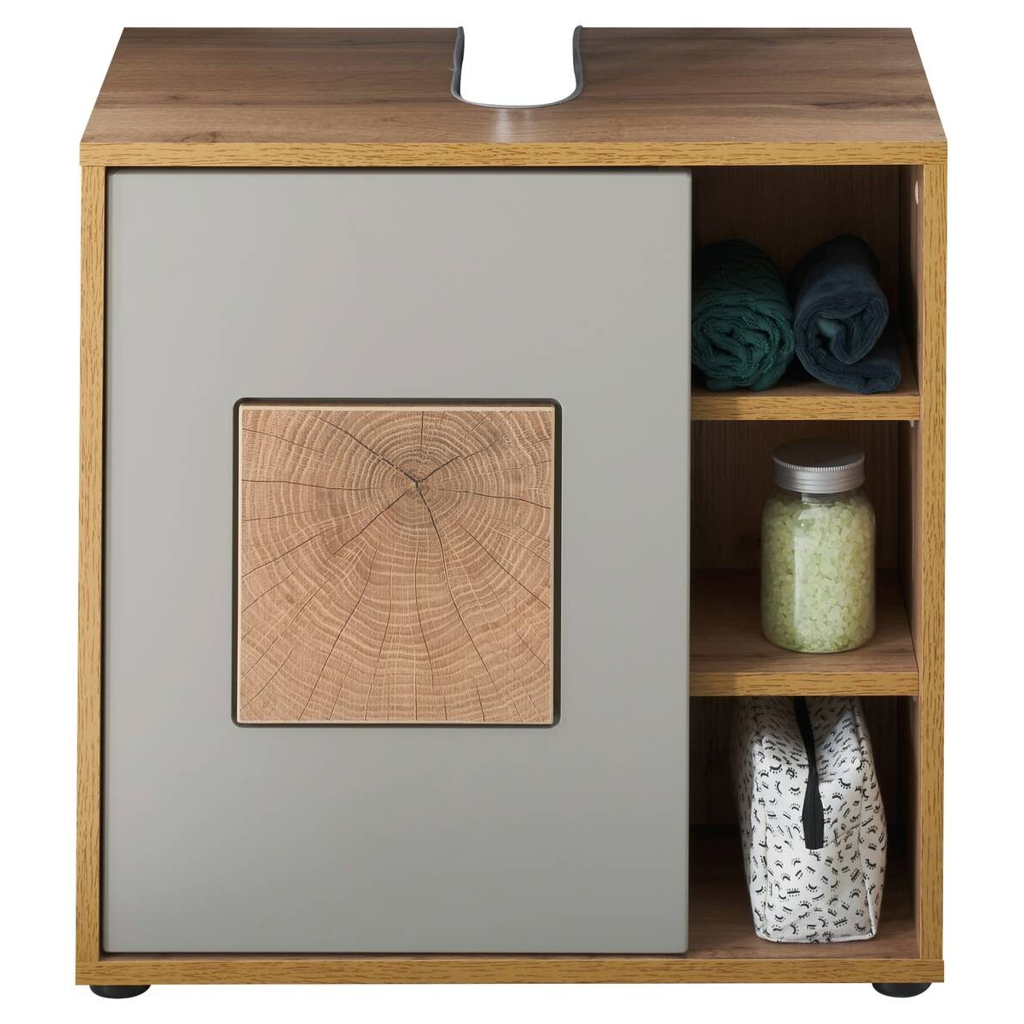 Waschbeckenunterschrank Greece Wildeiche Nachbildung grau B/H/T: ca. 60x60x35 cm