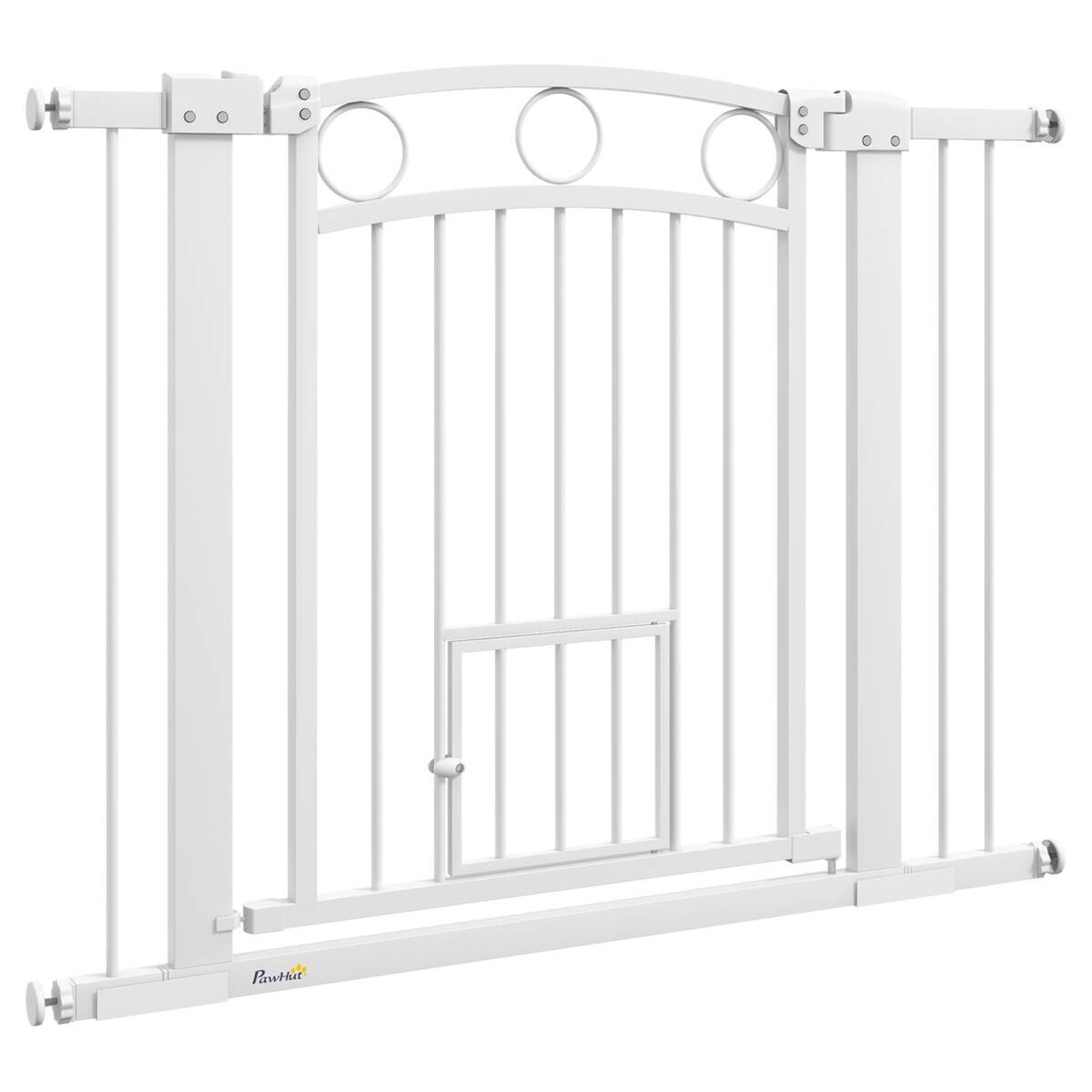 PawHut Türschutzgitter weiß Stahl B/H/L: ca. 5x77x104 cm