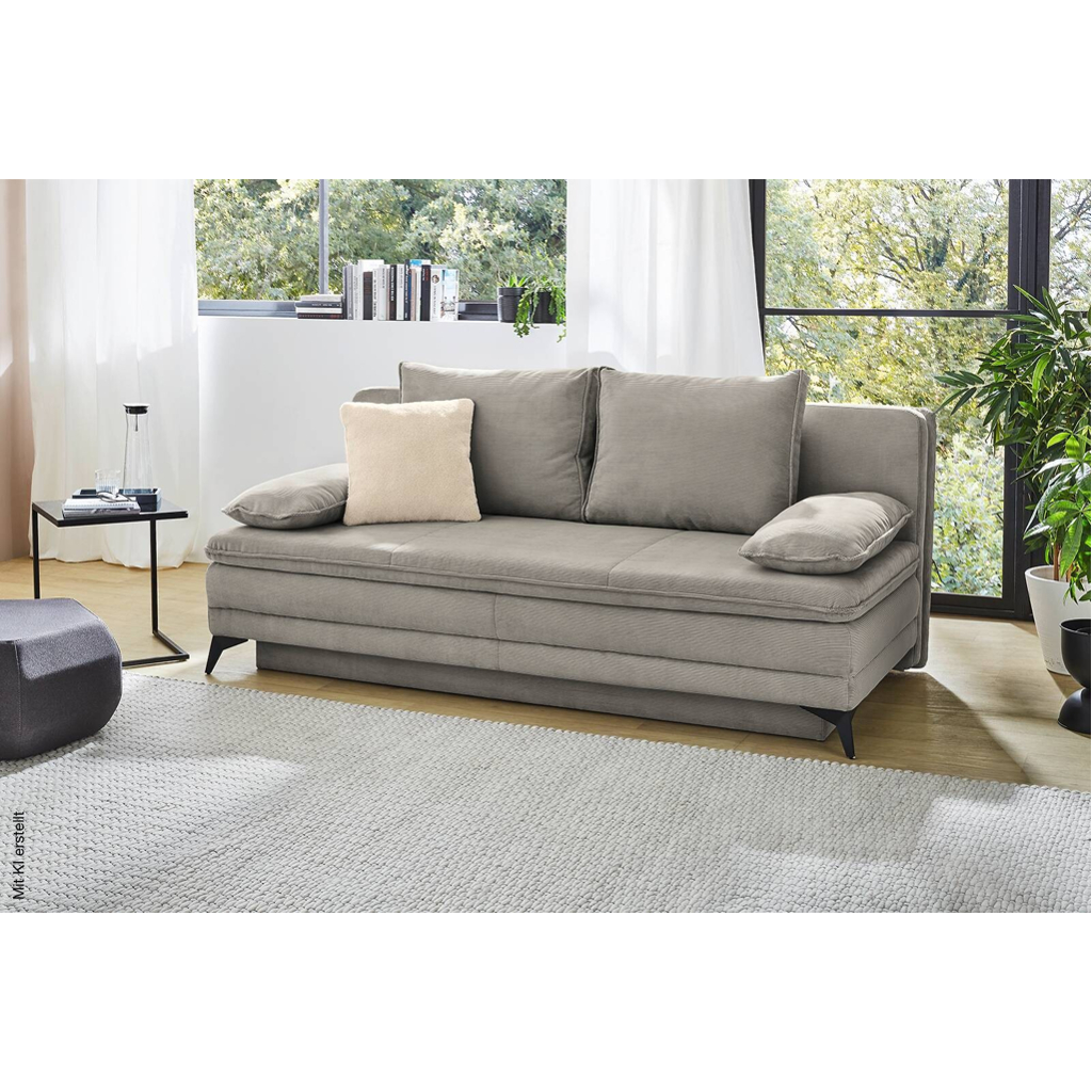 Dauerschlafsofa grau Microfaser B/H/T: ca. 202x87x106 cm