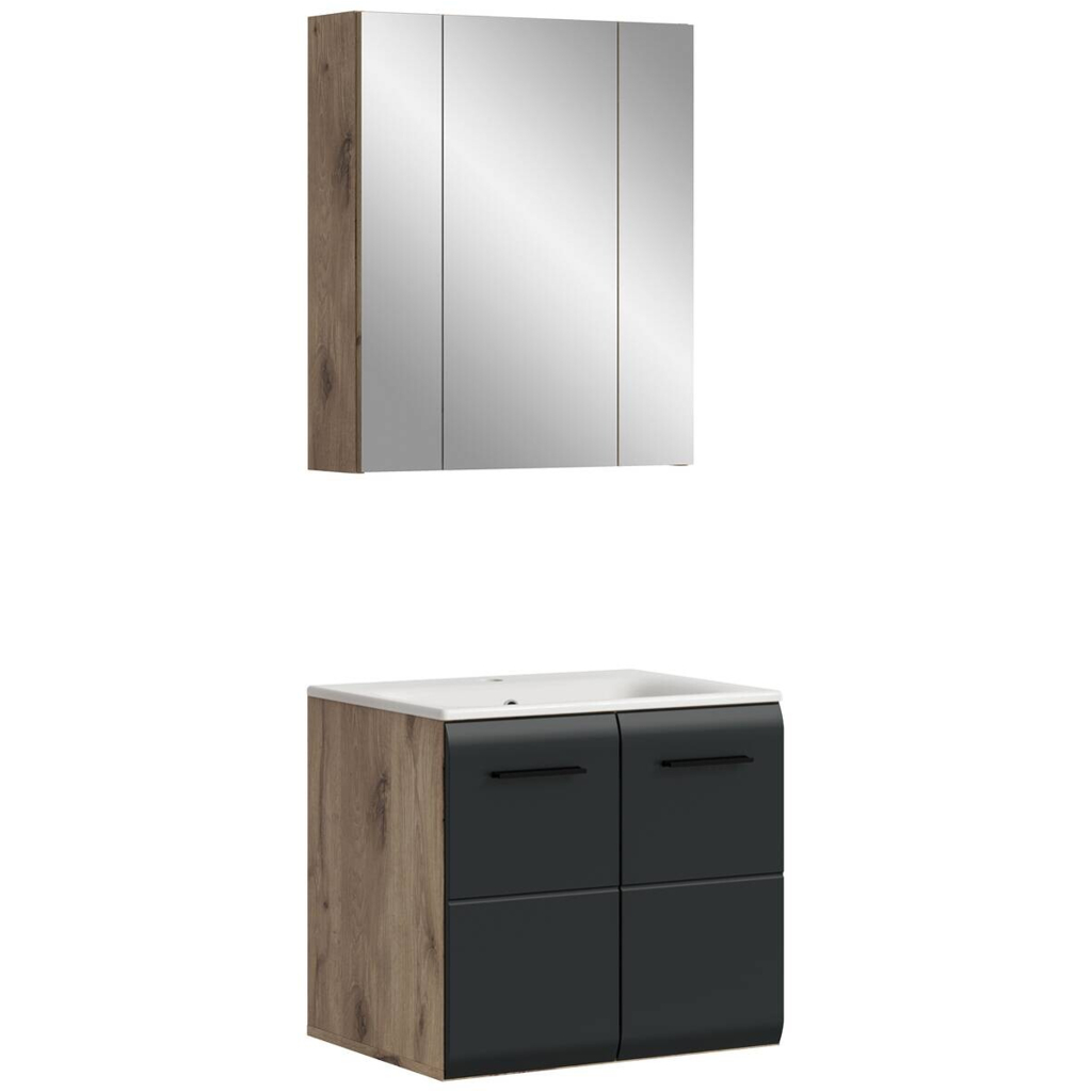 Badezimmer-Set Ice Nox Oak Nachbildung schwarz matt B/H/T: ca. 60x185x46 cm