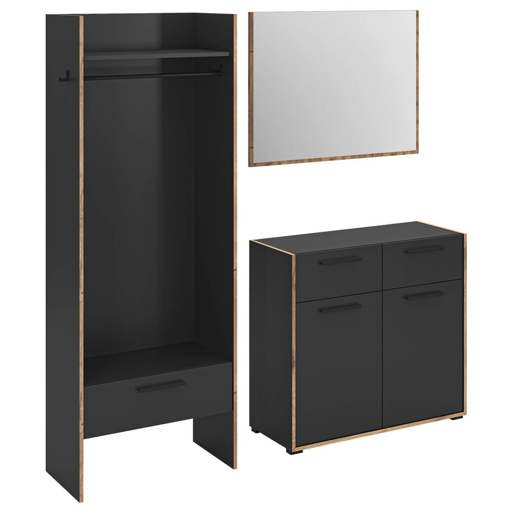 Garderobe Bueno Basalt Nox Oak Nachbildung B/H/T: ca. 180x189x37 cm