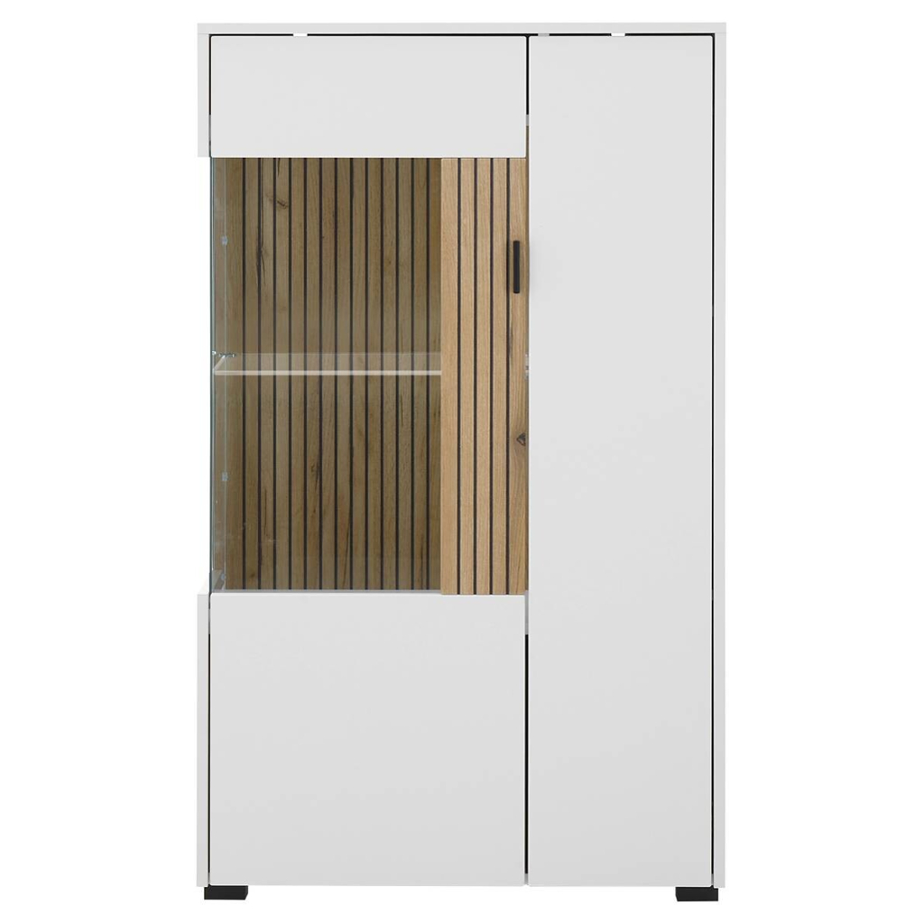 Vitrine Hudson weiß matt Eiche Evoke Coast Nachbildung B/H/T: ca. 75x125x38 cm
