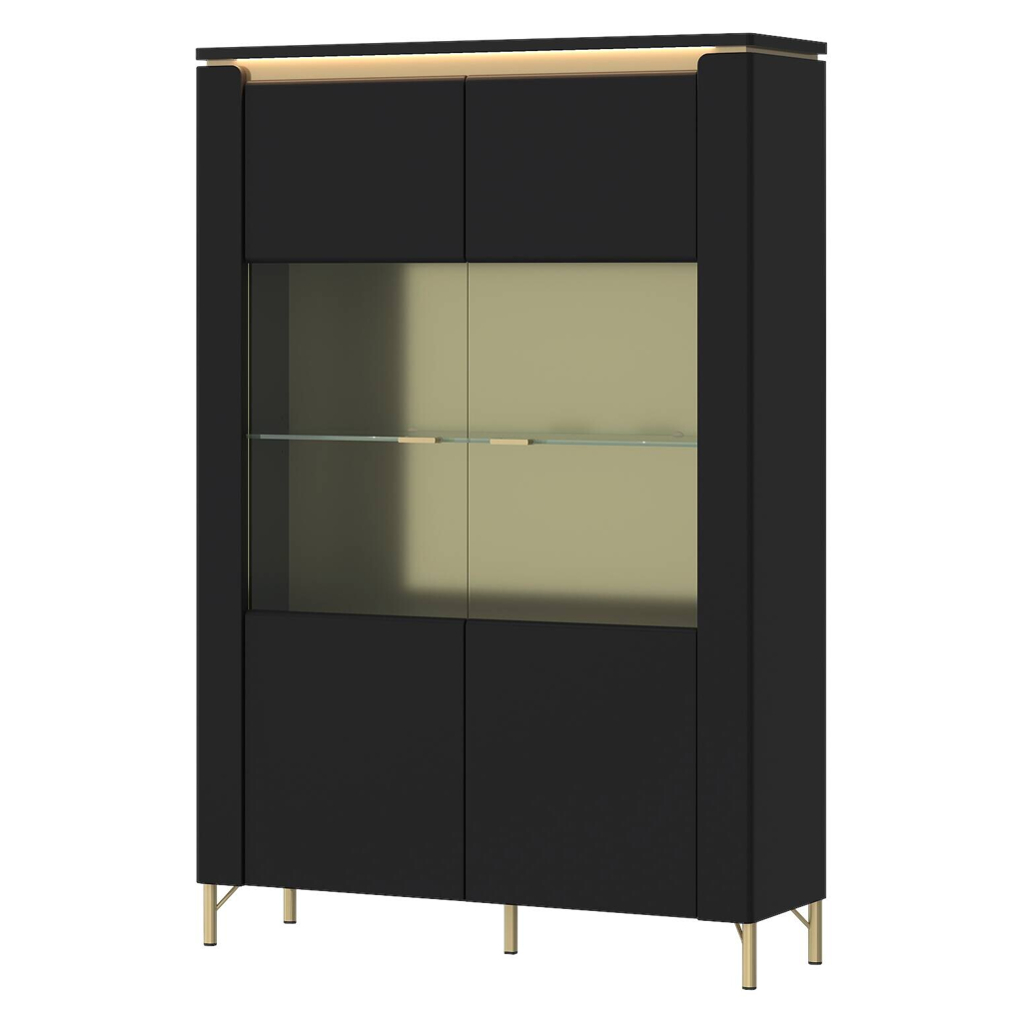 Highboard Norica schwarz matt gold Optik B/H/T: ca. 110x169x40 cm