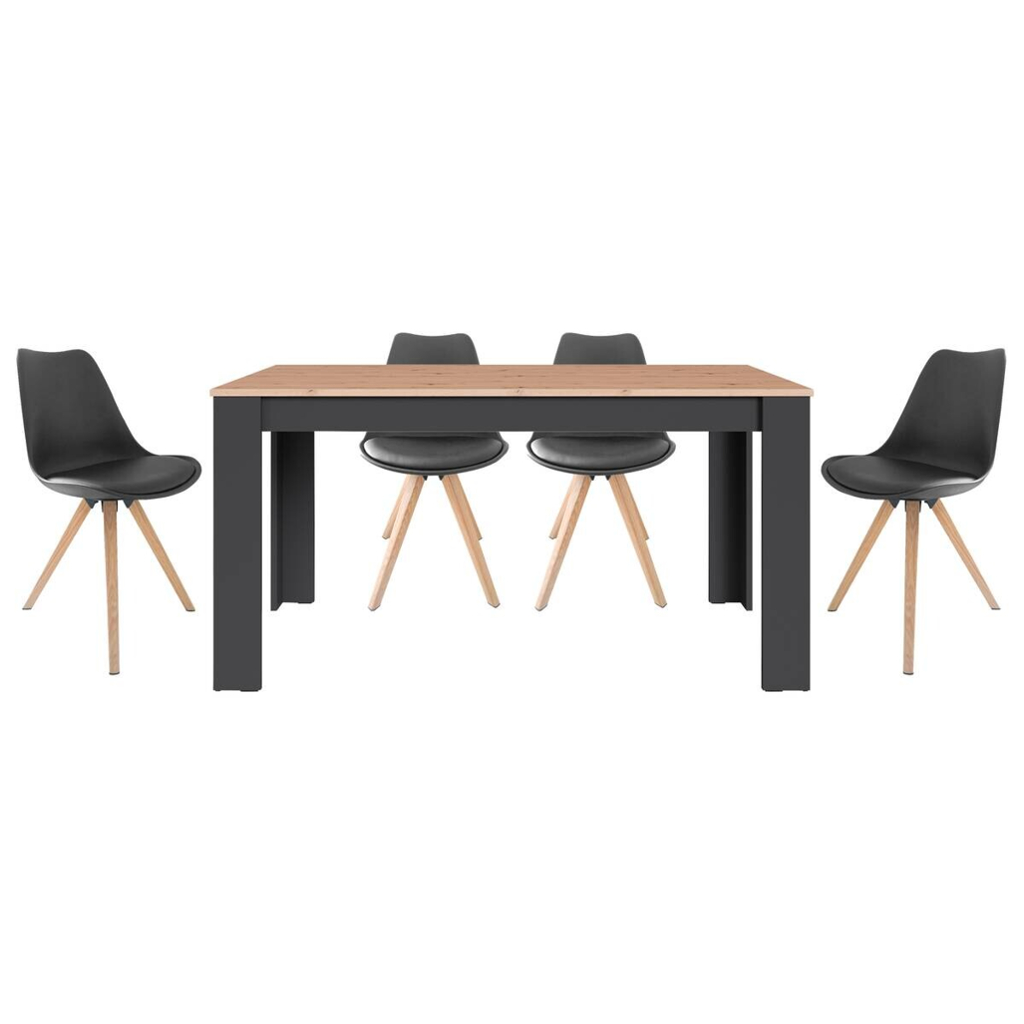 Tischgruppe KIRA anthrazit Eiche B/H/T: ca. 160x75x90 cm