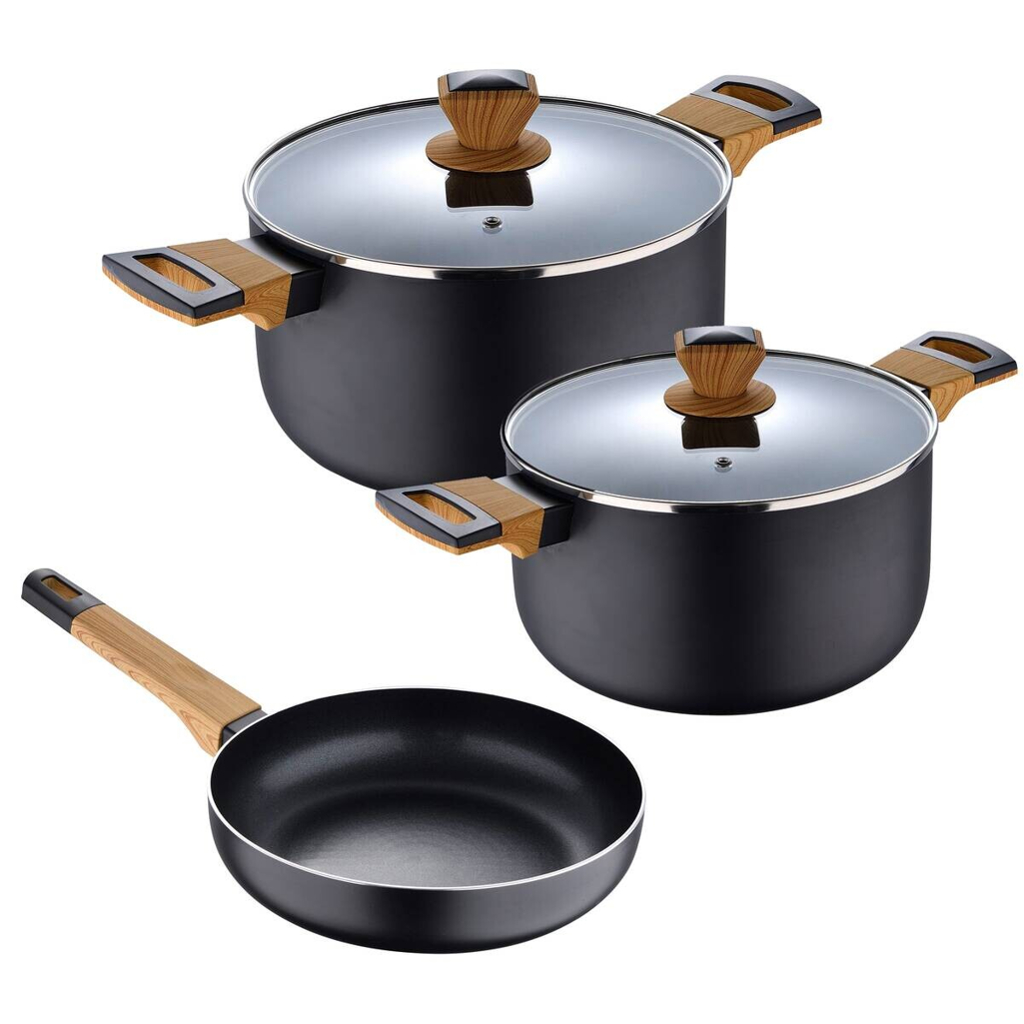 BERGNER Kochgeschirrset EARTH BLACK schwarz Aluminium 5 tlg.