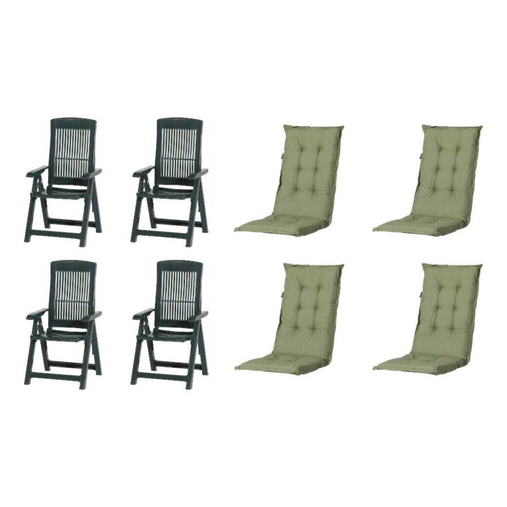 PROGARDEN,MADISON Klappsessel Set + Auflagen Tampa grün Kunststoff B/H/L: ca. 61x109x60 cm