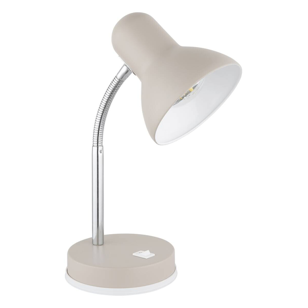 GLOBO Tischleuchte sand Chrom Metall Kunststoff B/H/L: ca. 21,5x12,5x35 cm E27 1 Brennstellen