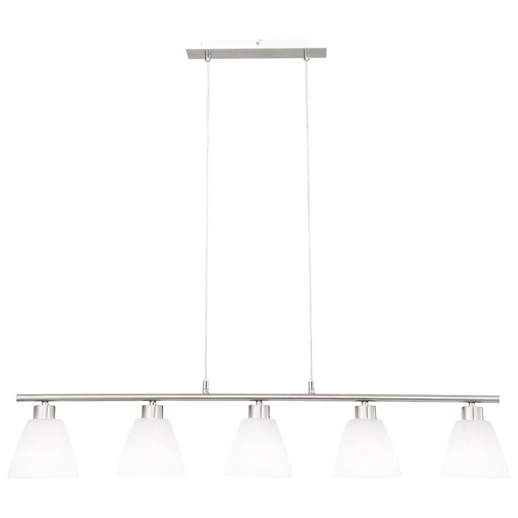 GLOBO Pendelleuchte Illimani weiß nickel matt Glas B/H: ca. 93x120 cm E14 5 Brennstellen