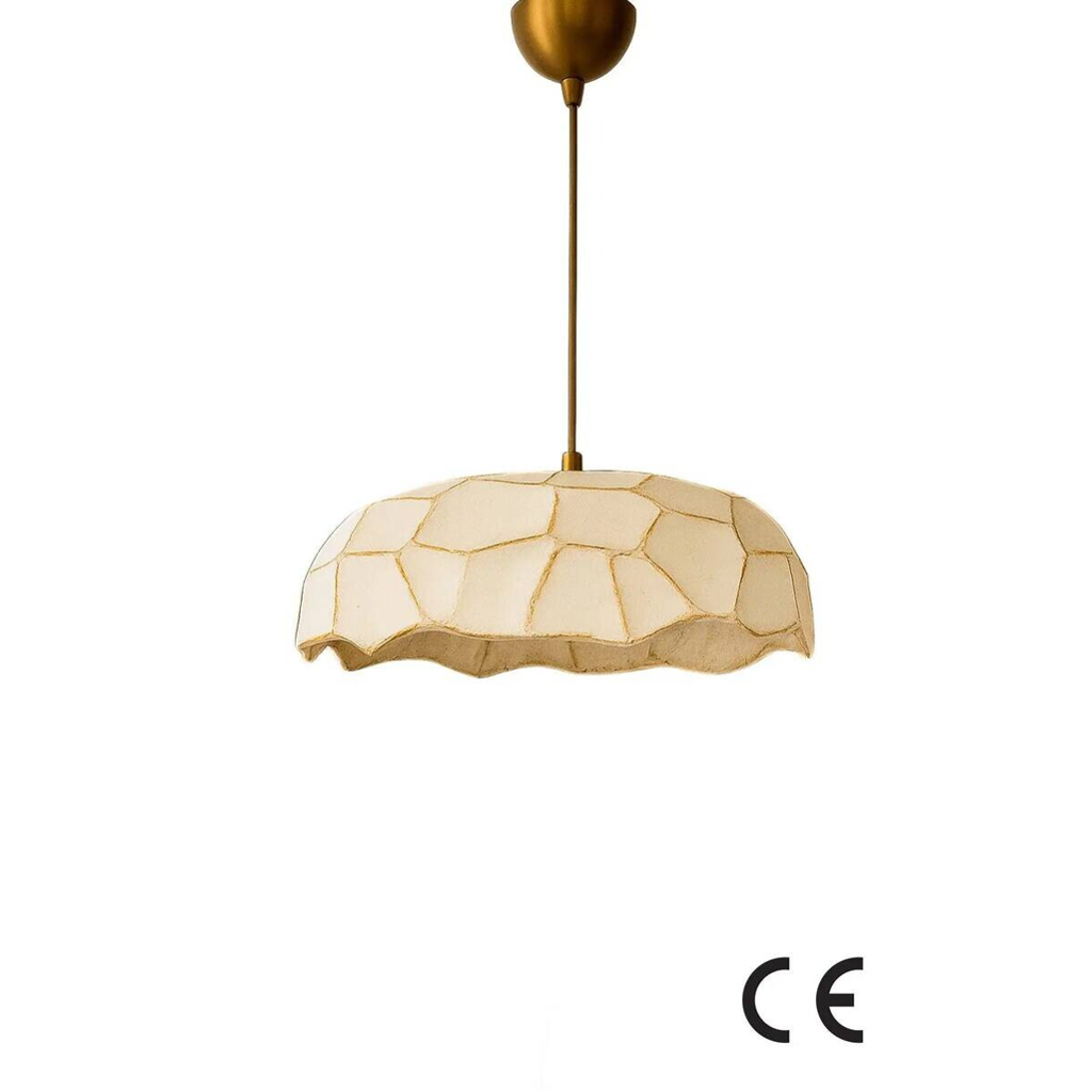 Opviq Pendelleuchte beige gold Beton Metall B/H/T/L/D: ca. 37x65x37x37x37 cm E27 1 Brennstellen