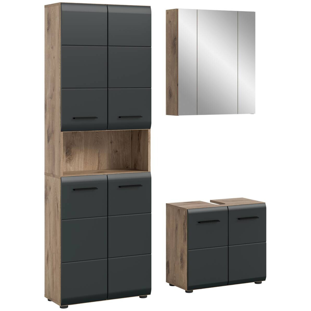 Badezimmer-Set Ice Nox Oak Nachbildung schwarz matt B/H/T: ca. 135x185x30 cm