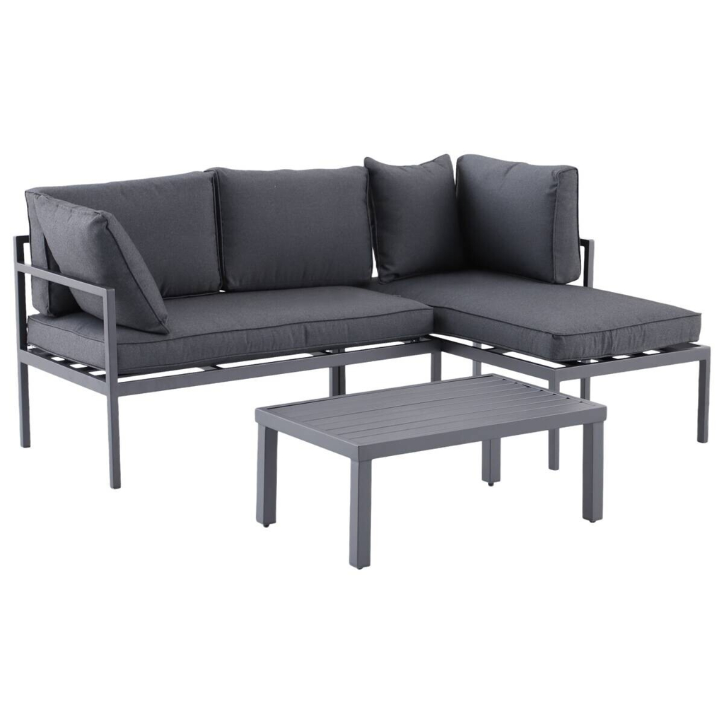 Loungeset Nizza dunkelgrau Stahlrohr