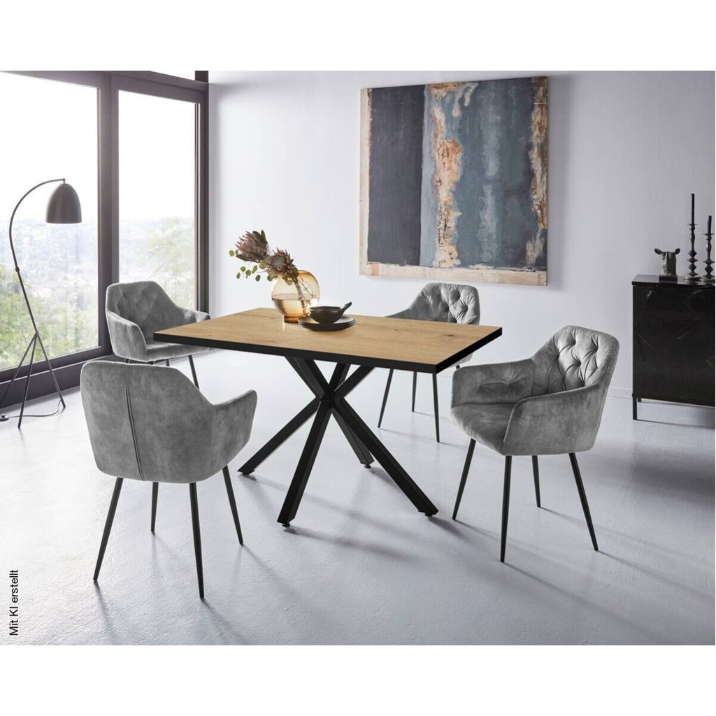 Essgruppe Cleo III Eiche Holzwerkstoff B/H/T: ca. 140x76x90 cm