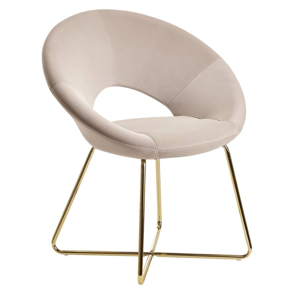 Stuhl beige Samt B/H/T: ca. 57x83x60 cm