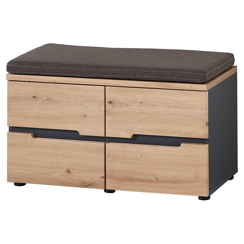 Sitzbank Memphis Eiche Artisan Nachbildung Graphit B/H/T: ca. 80x49x38 cm