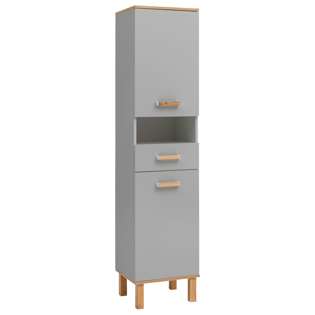 Hochschrank Padua grau Eiche Landhaus Nachbildung B/H/T: ca. 40,4x178,5x35 cm
