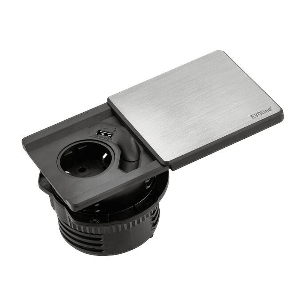 Naber Steckdose 8031152 Alu schwarz B/H/T: ca. 18,1x6,8x9,1 cm