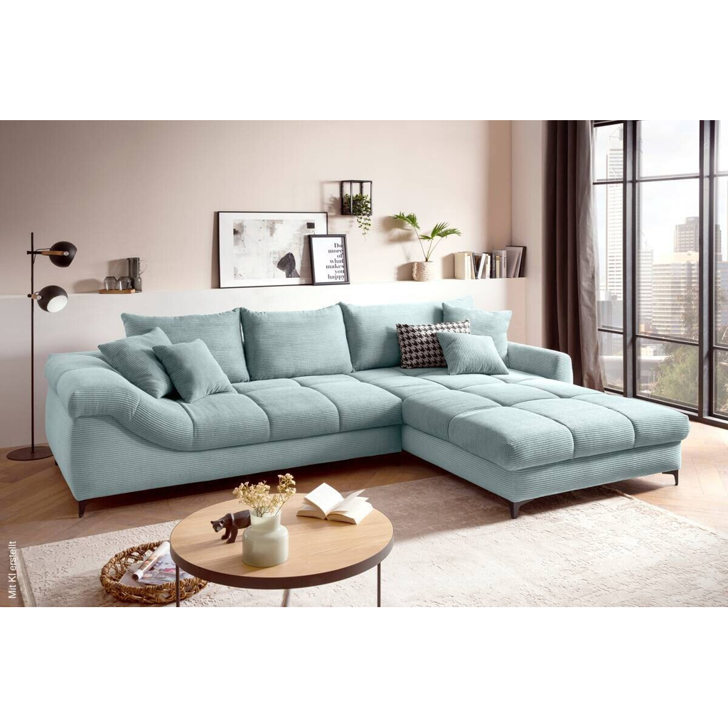 Ecksofa blaugrau Microfaser B/H/T: ca. 332x96x227 cm