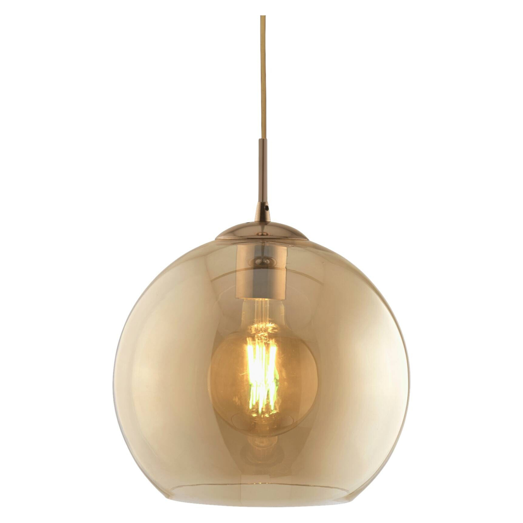 Searchlight Pendelleuchte Balls messing Glas Stahl B/H/D: ca. 30x120x30 cm E27 1 Brennstellen