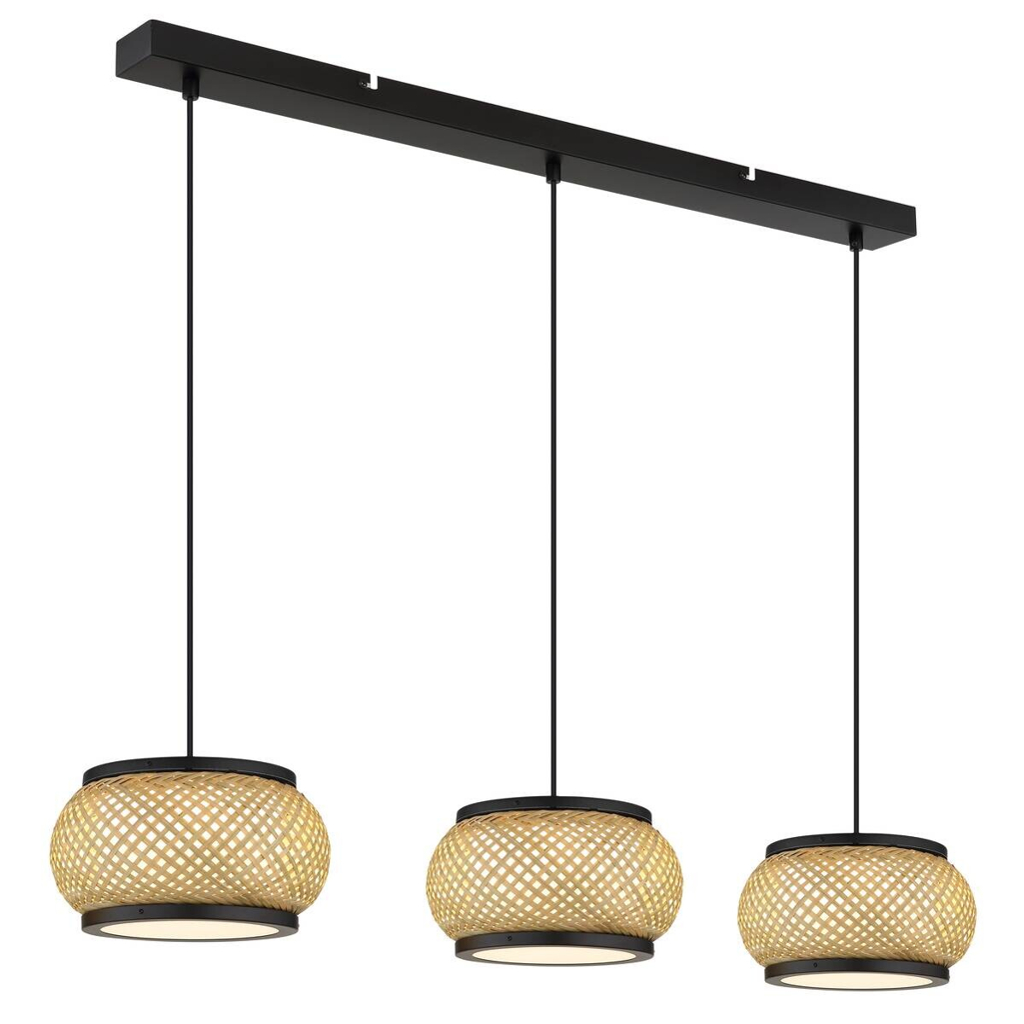 GLOBO Pendelleuchte natur mattschwarz Metall Bambus B/H/L: ca. 22x120x92 cm 1 Brennstellen