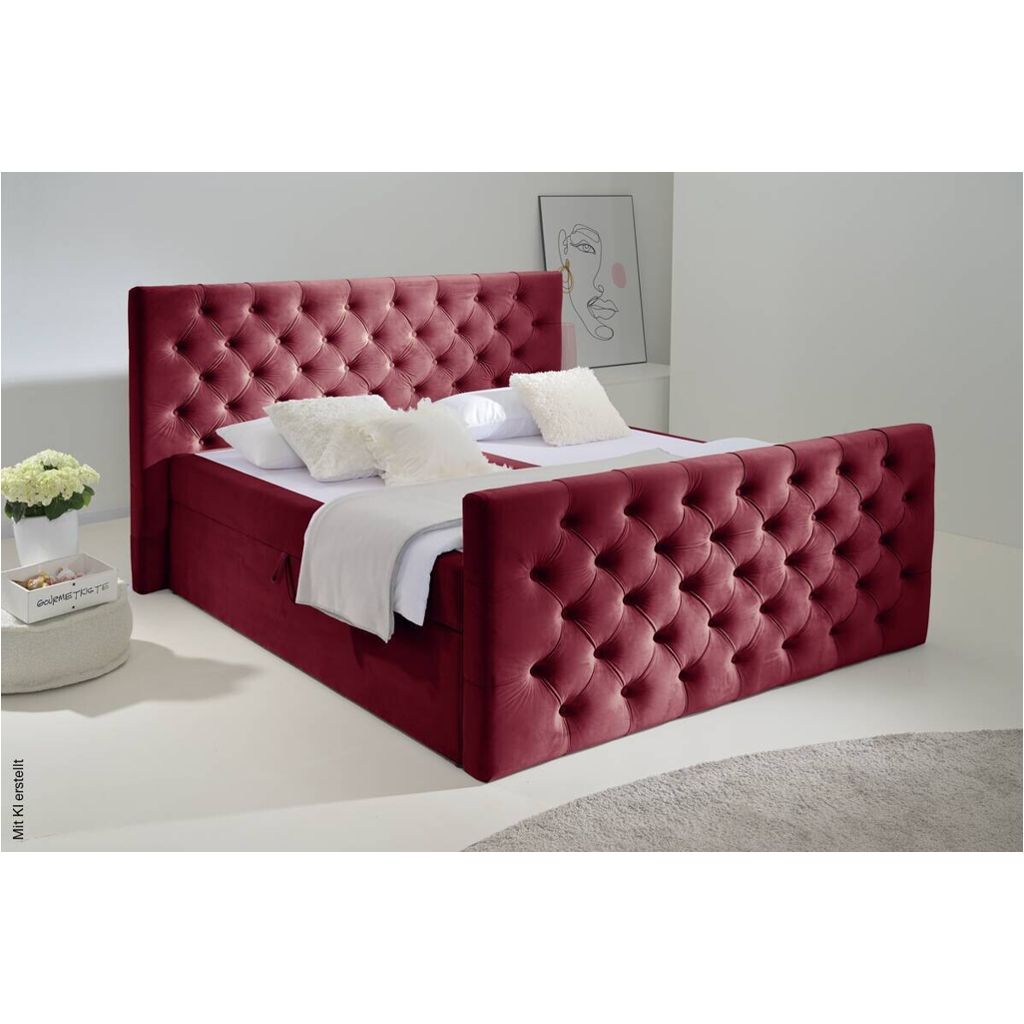 Boxbett Glow burgund Liegefläche B/L: ca. 180x200 cm