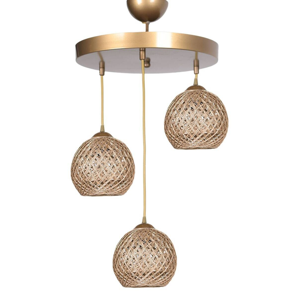 Opviq Pendelleuchte Crayon beige Metall B/H/T/L/D: ca. 32x80x32x32x32 cm E27 3 Brennstellen