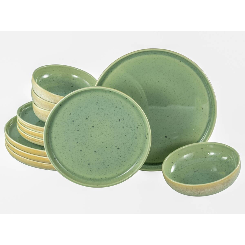CreaTable Teller-Set Uno Romana grün Steinzeug