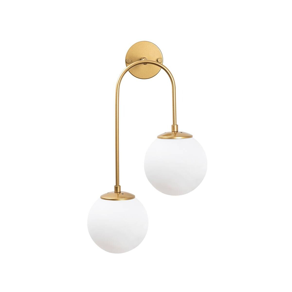 Opviq Wandleuchte gold Metall Glas B/H/L: ca. 24x55x30 cm E14 2 Brennstellen