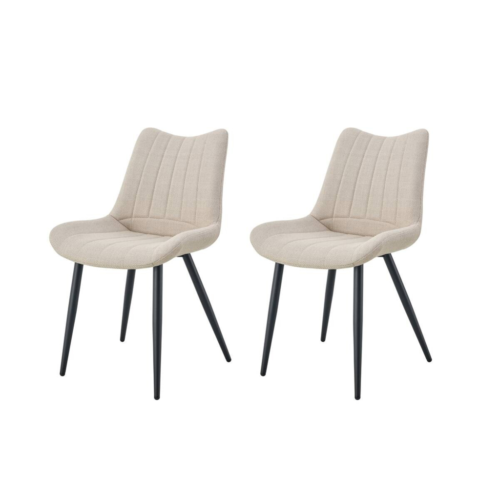 Stuhl LOTTA, 2er Set creme Webstoff B/H/T: ca. 53x86x59 cm