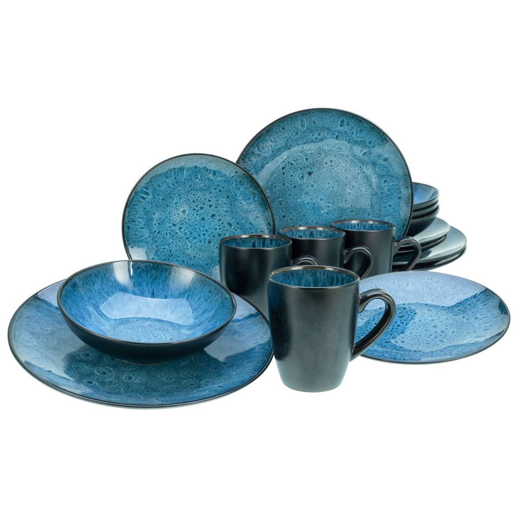 CreaTable Kombiservice Capri blau Keramik 16 tlg.