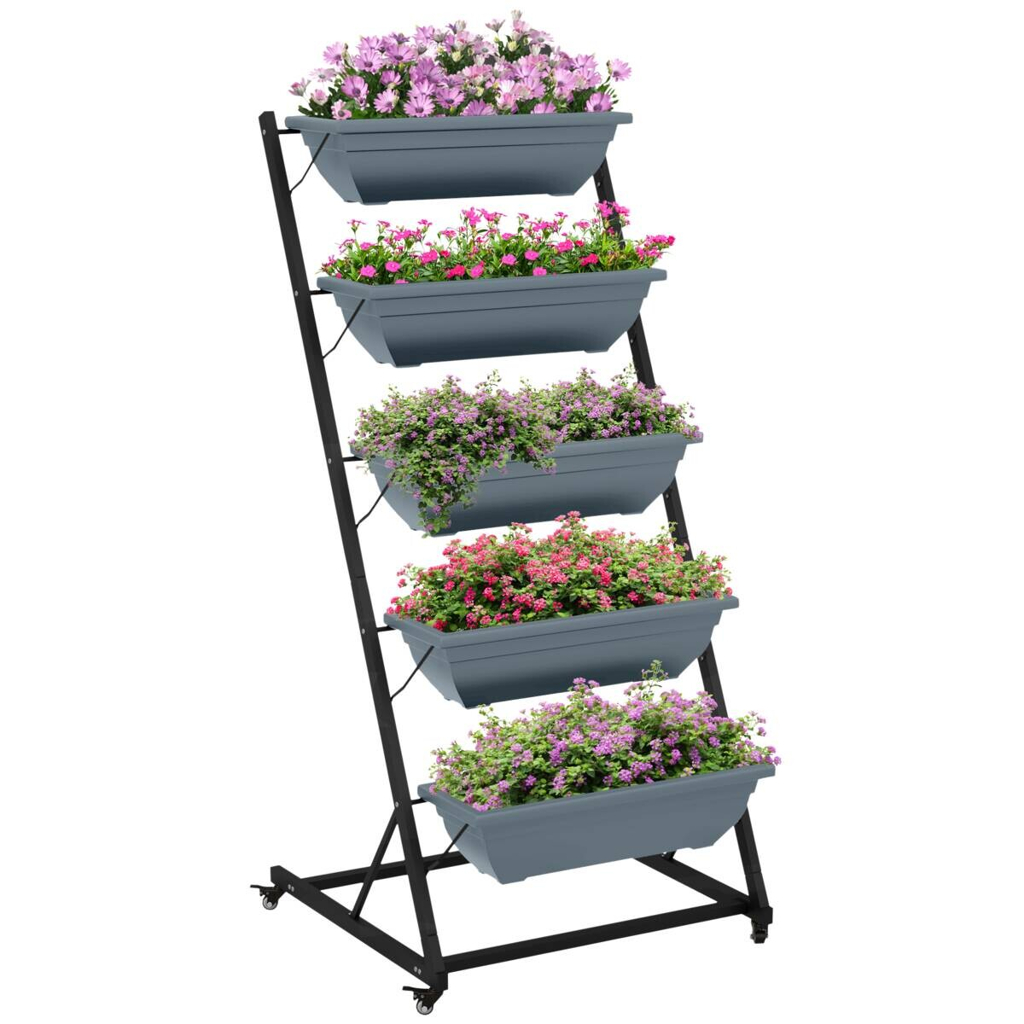 Outsunny Pflanzständer grau Polypropylen B/H/L: ca. 67x65x145 cm